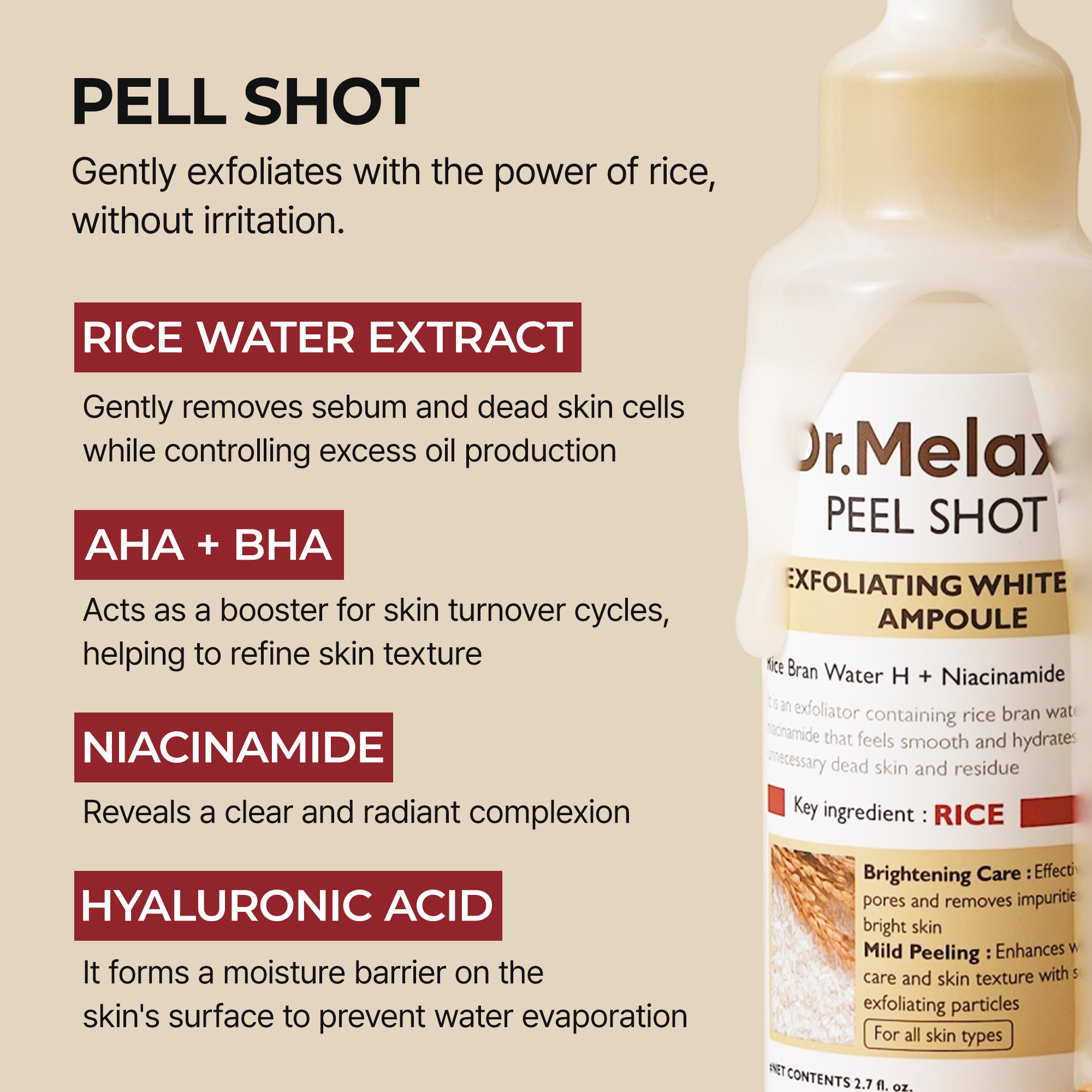 Peel Shot Glow White Rice Ampoule detail view 6 — Dr Melaxin K-Beauty