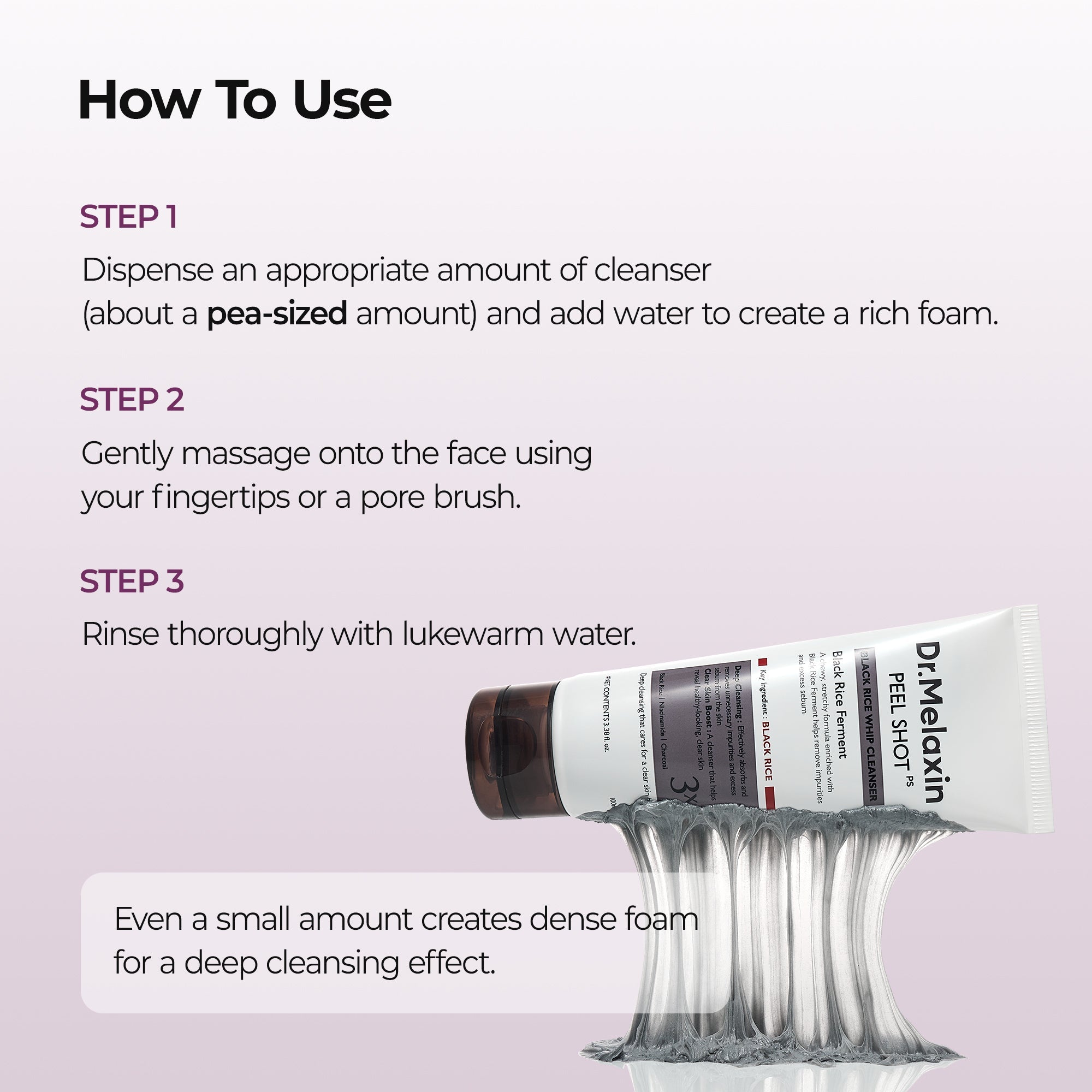 Peel Shot Black Rice Mochi Whip Cleanser detail view 7 — Dr Melaxin K-Beauty