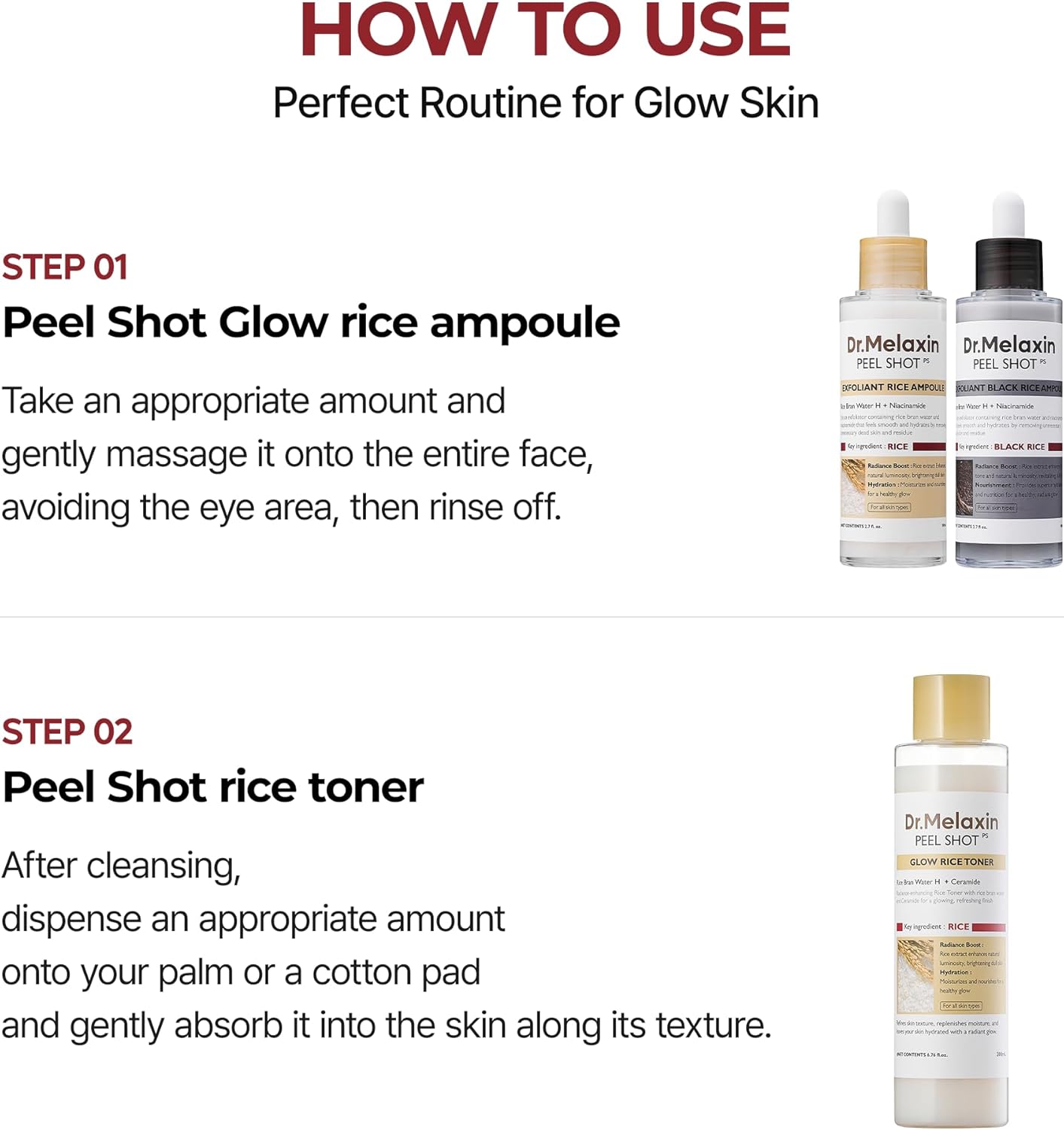Peel Shot Glow Rice Tonic 200 ml detail view 7 — Dr Melaxin K-Beauty