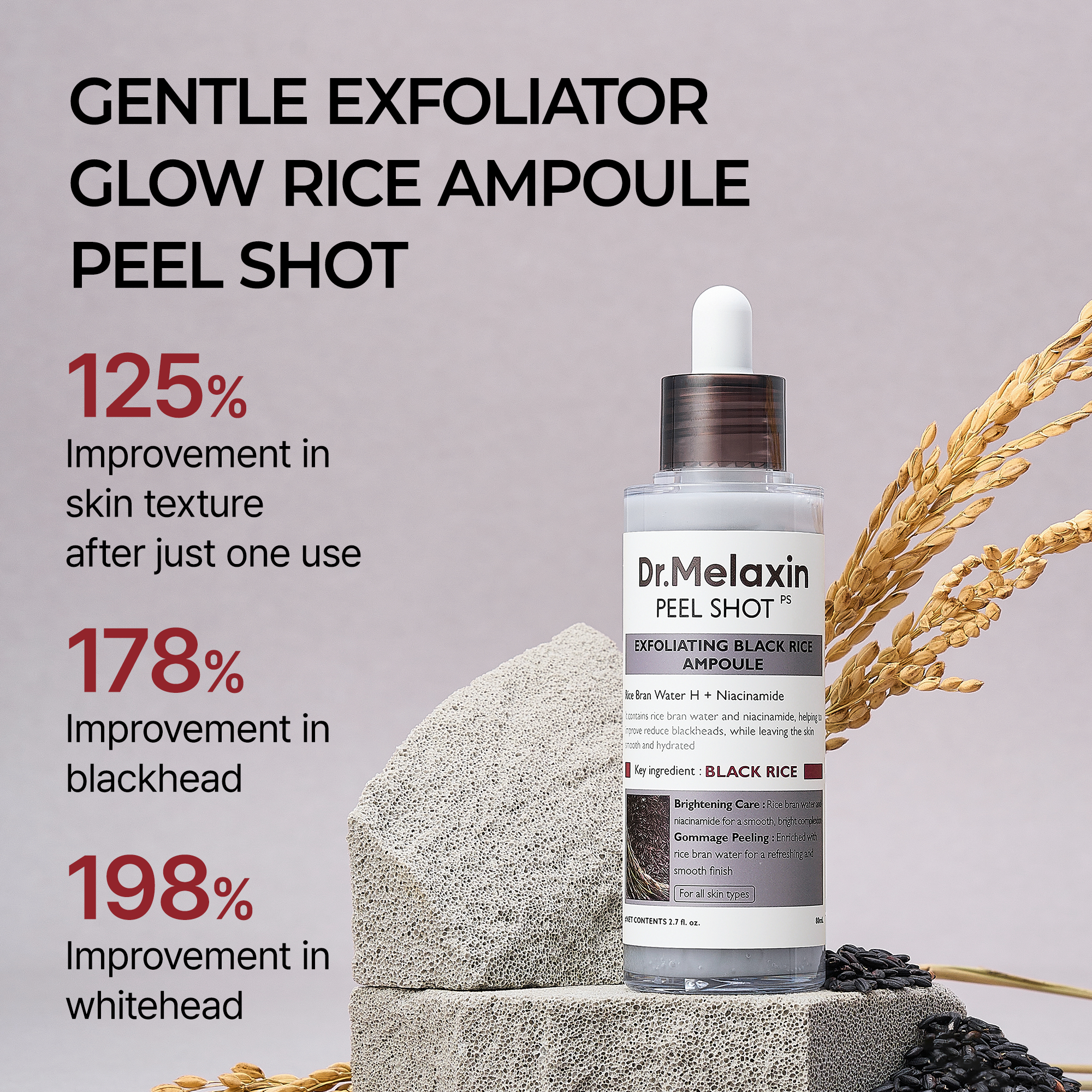 Peel Shot Glow Black Rice Ampoule detail view 4 — Dr Melaxin K-Beauty
