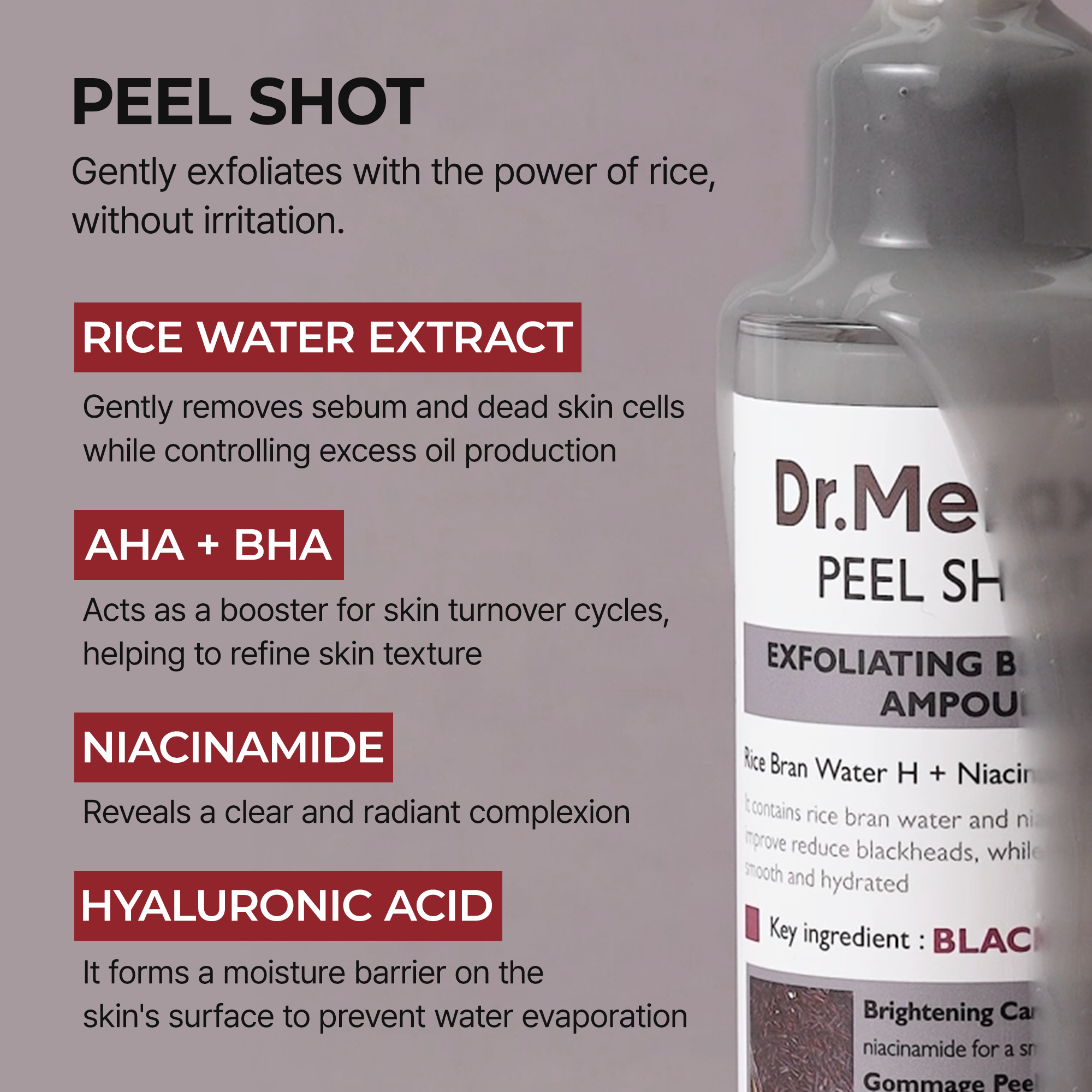 Peel Shot Glow Black Rice Ampoule detail view 9 — Dr Melaxin K-Beauty