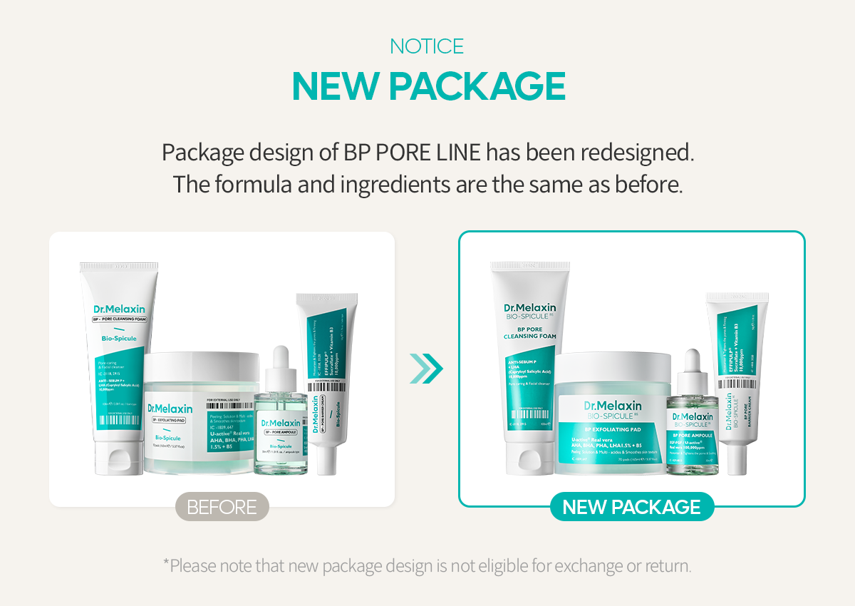 BP Pore Cleansing Foam packaging detail — Dr Melaxin K-Beauty