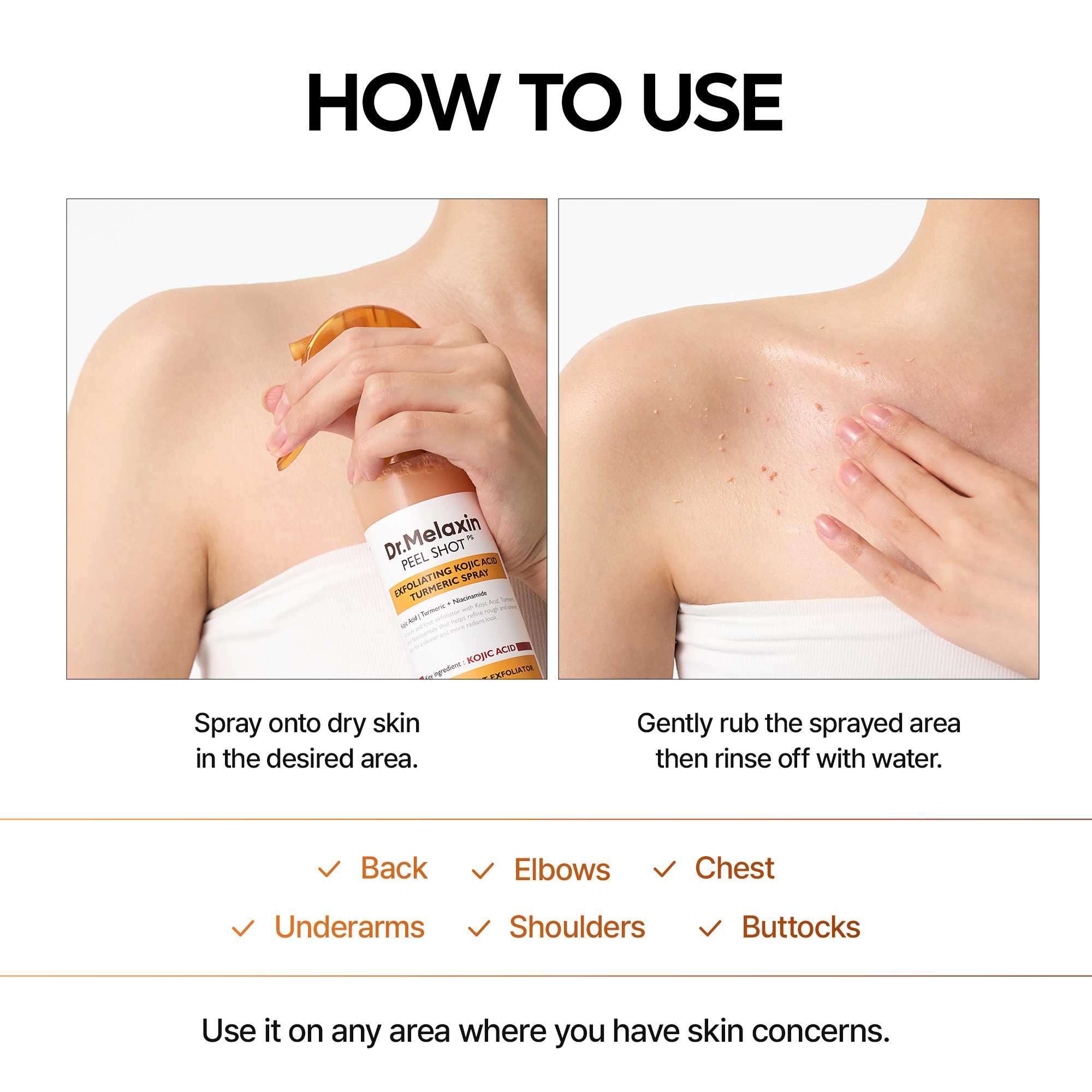 Peel Shot Keratin Care Kojic Acid Turmeric Spray detail view 8 — Dr Melaxin K-Beauty