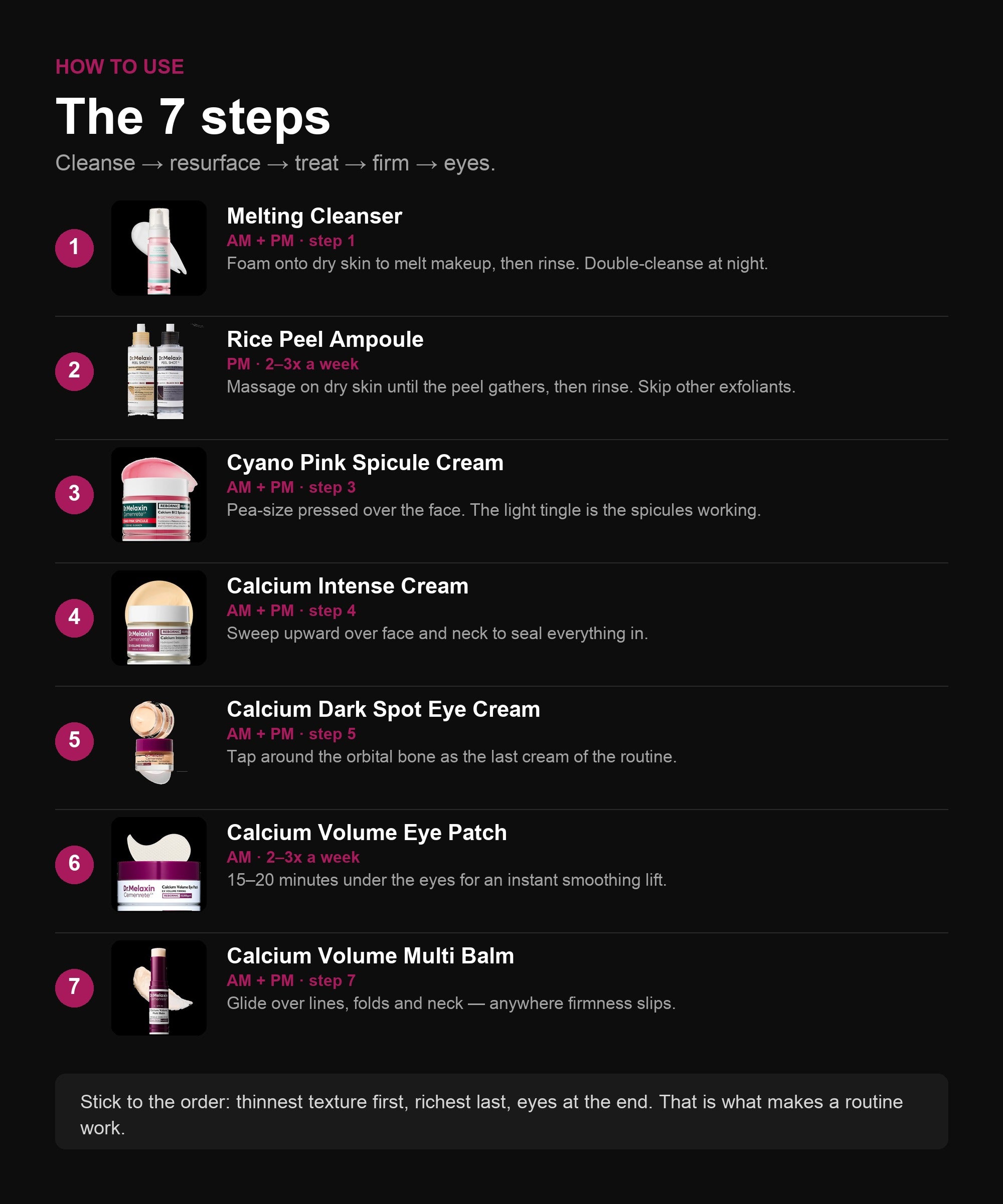 Dr. Melaxin Complete 7-Step Routine in-use lifestyle — Dr Melaxin K-Beauty